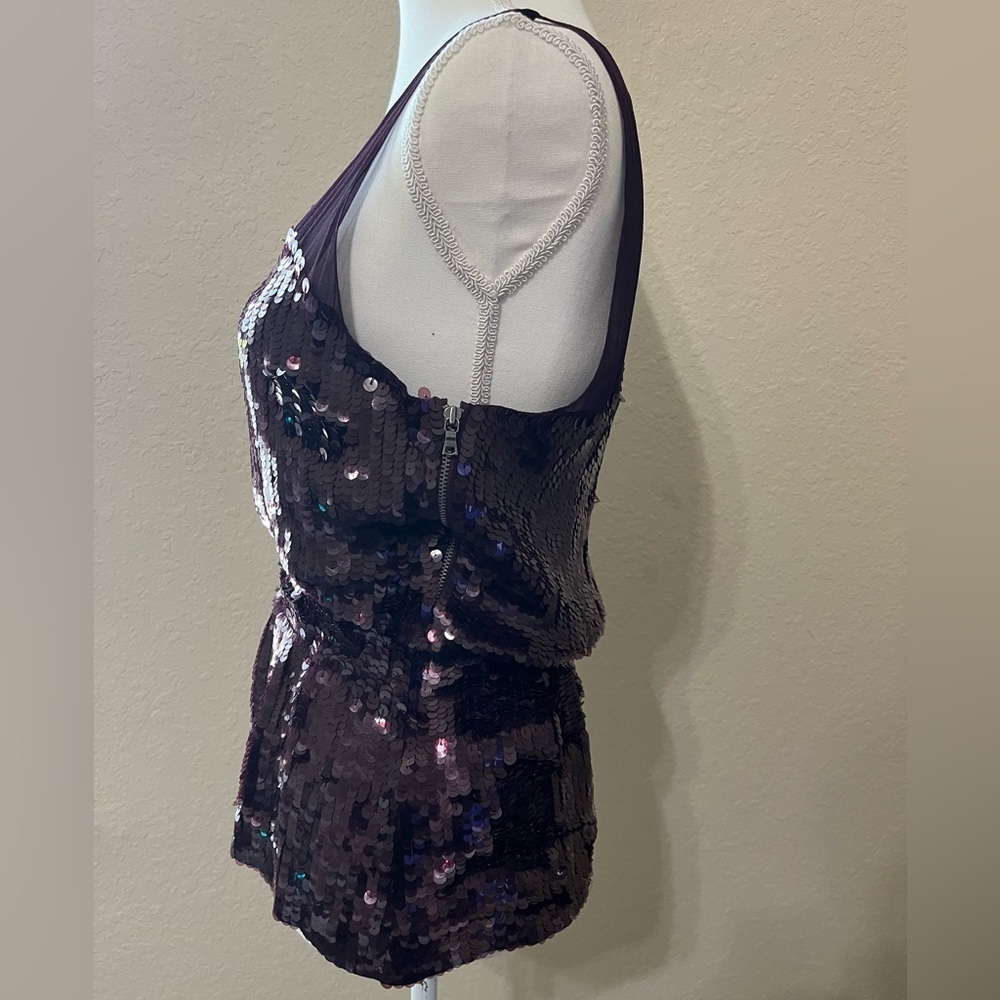 Alice + Olivia Sequin Peplum Silk Illusion Top - Picture 4 of 7